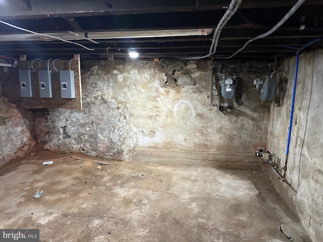 basement with electric panel