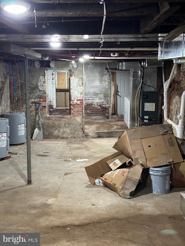 basement with water heater