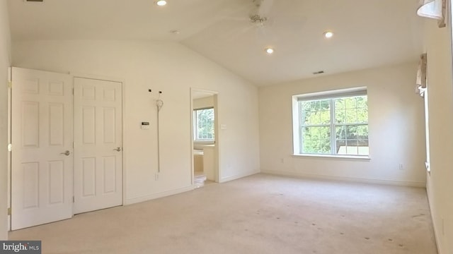 107 Sequoia Dr, Berlin, NJ 08009 - unfurnished bedroom with carpet, vaulted ceiling, multiple windows, recessed lighting, and ensuite bathroom