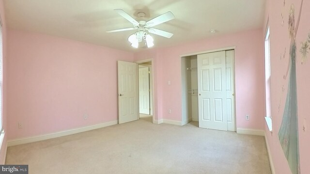 107 Sequoia Dr, Berlin, NJ 08009 - unfurnished bedroom with light carpet, a closet, and a ceiling fan