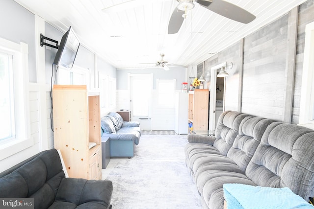 living room featuring ceiling fan