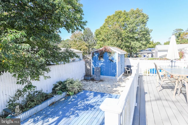 deck with a storage unit