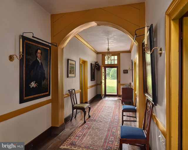 corridor with crown molding