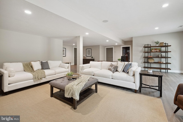 living room featuring light hardwood / wood-style flooring