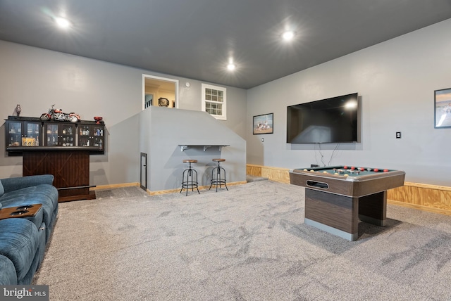 game room featuring carpet flooring