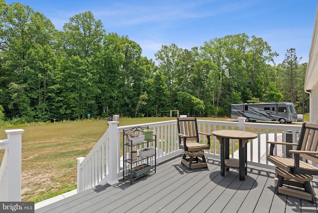 deck featuring a lawn