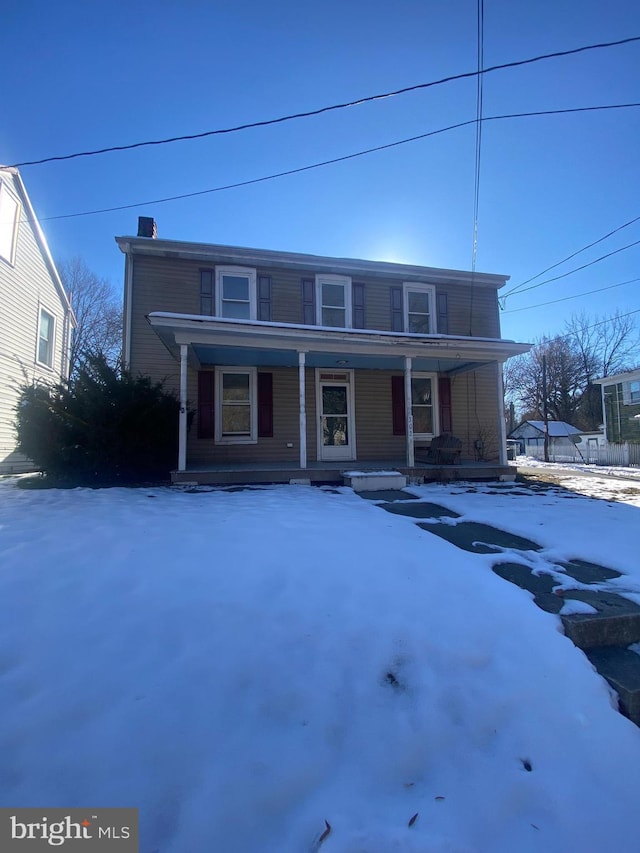 front facade with a porch