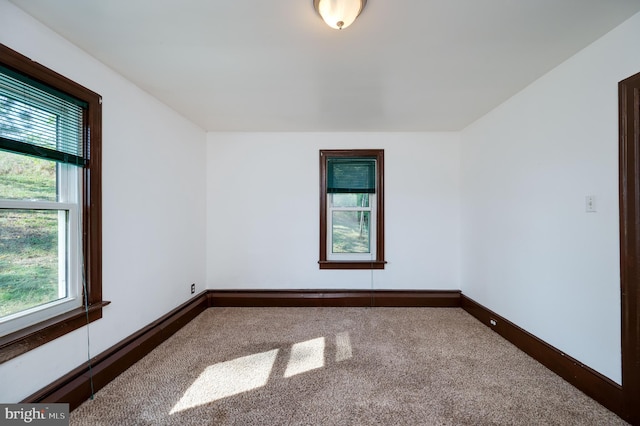 carpeted spare room featuring a healthy amount of sunlight