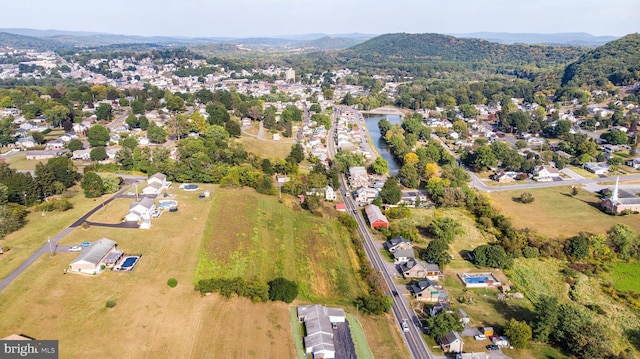 drone / aerial view with a mountain view