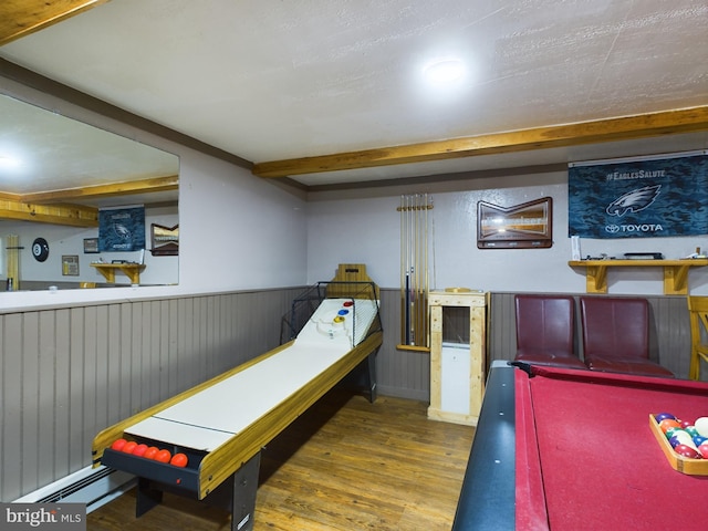 game room featuring pool table and wood-type flooring