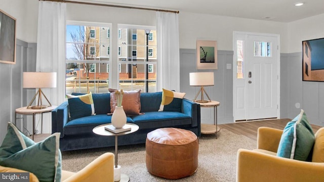 living room with hardwood / wood-style flooring