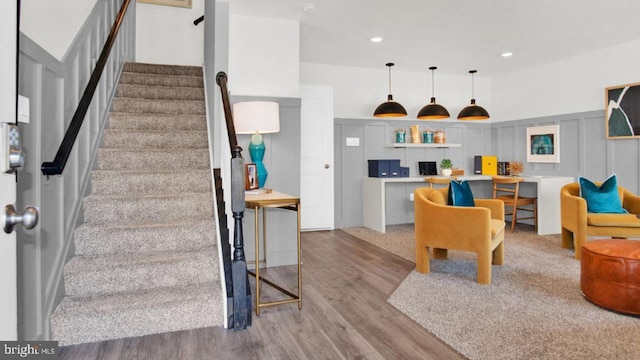 living room featuring light hardwood / wood-style floors