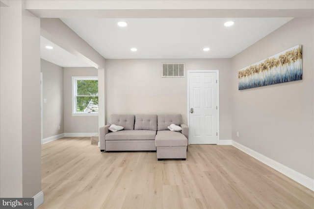 living room with light wood-type flooring