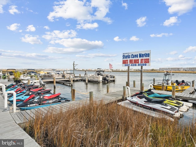 dock area featuring a water view