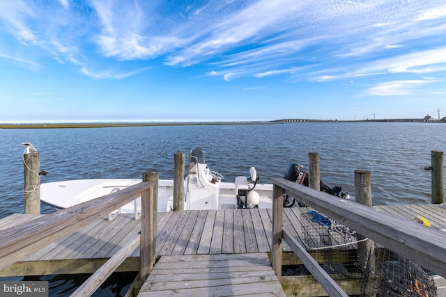 view of dock featuring a water view