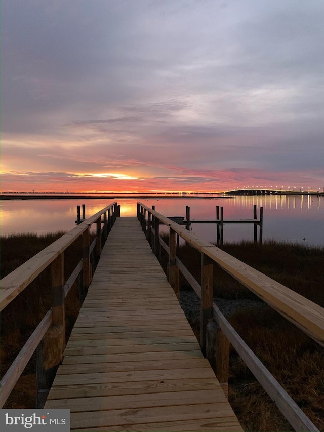 dock area featuring a water view