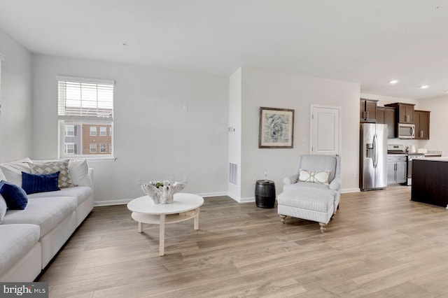 living room with light wood-type flooring