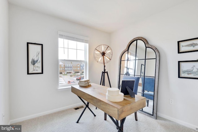 office area with light colored carpet