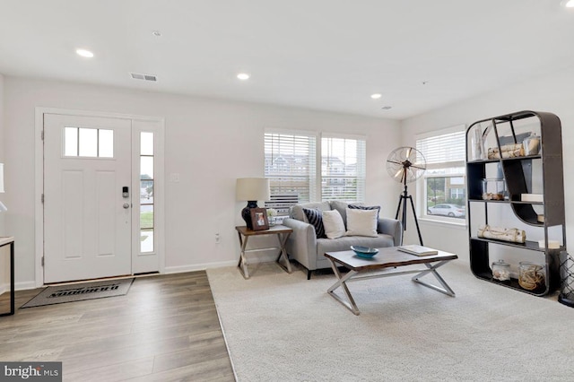 living room with hardwood / wood-style floors