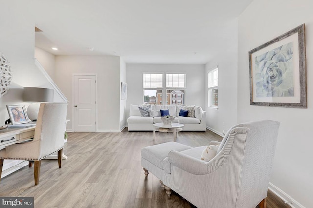 living room featuring light hardwood / wood-style floors