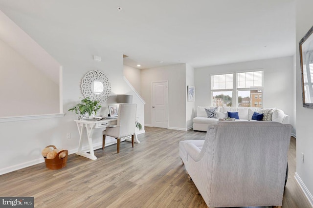 living room featuring hardwood / wood-style flooring