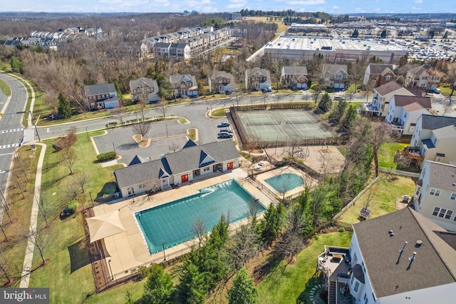 aerial view featuring a residential view