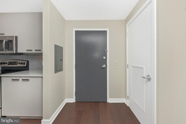 interior space featuring dark hardwood / wood-style floors and electric panel