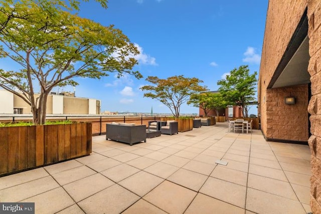 view of patio featuring an outdoor living space