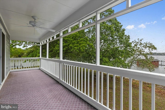 balcony with ceiling fan