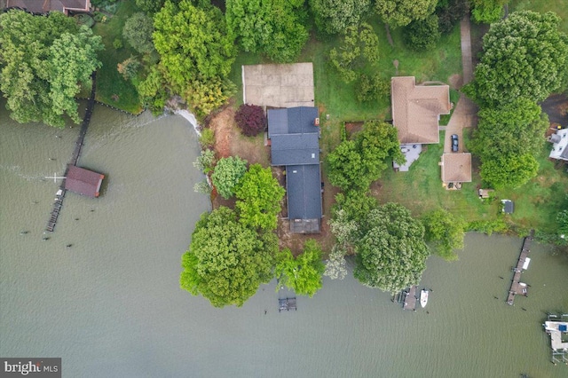 bird's eye view featuring a water view