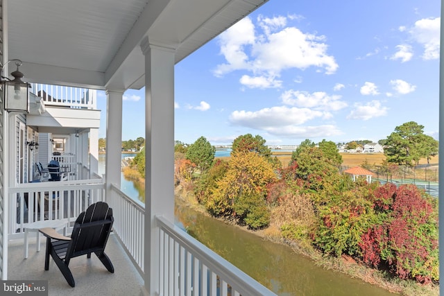 balcony with a water view