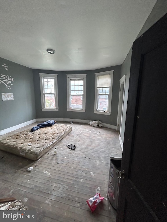 interior space with wood-type flooring and baseboards