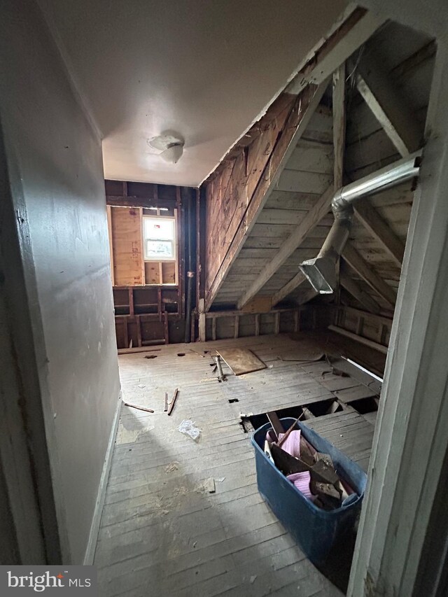 view of unfinished attic