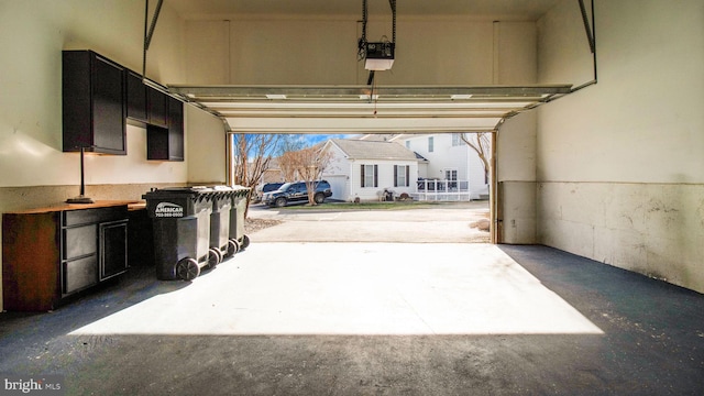 garage with a garage door opener