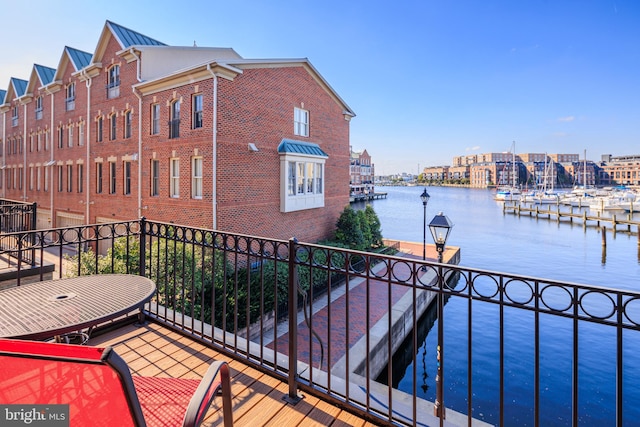 balcony with a water view