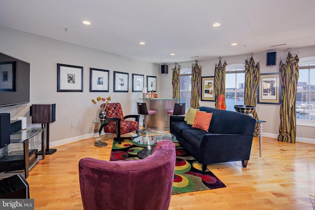 living room featuring light hardwood / wood-style floors