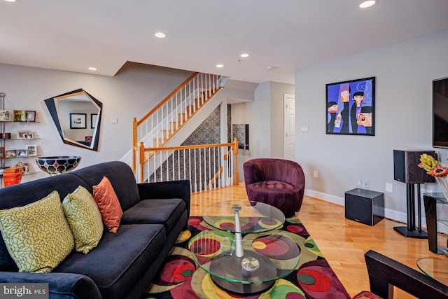 living room with hardwood / wood-style flooring