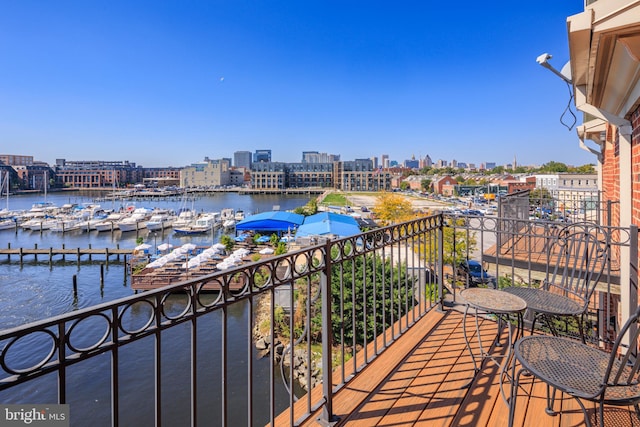 balcony with a water view