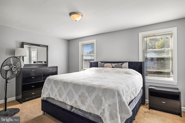 carpeted bedroom with multiple windows