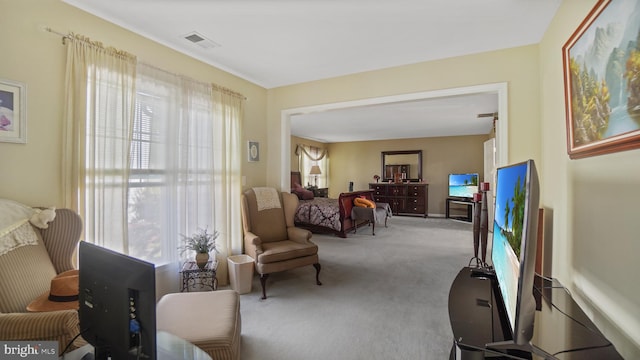 living area featuring carpet and plenty of natural light