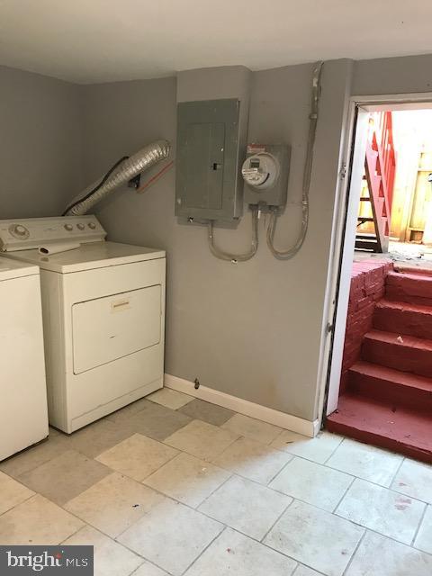 laundry room with independent washer and dryer and electric panel