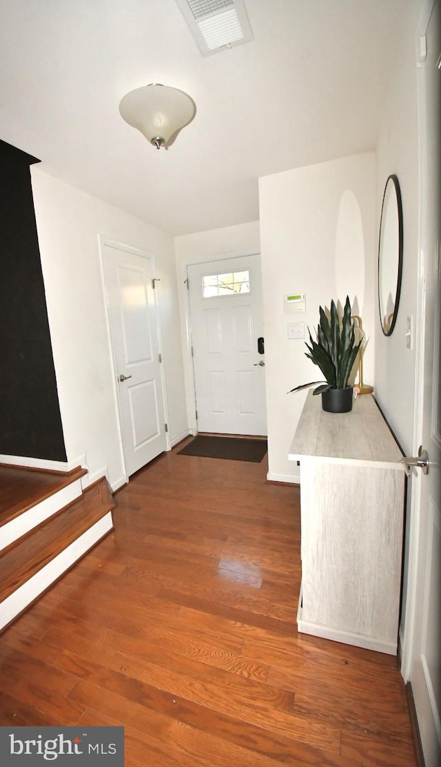 entrance foyer with dark wood-type flooring