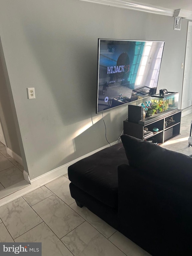 interior space with crown molding