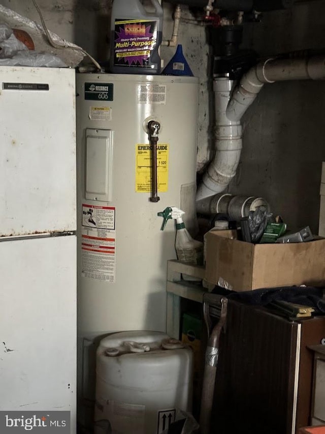 utility room with water heater