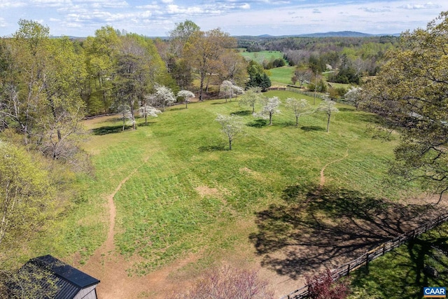 aerial view with a rural view