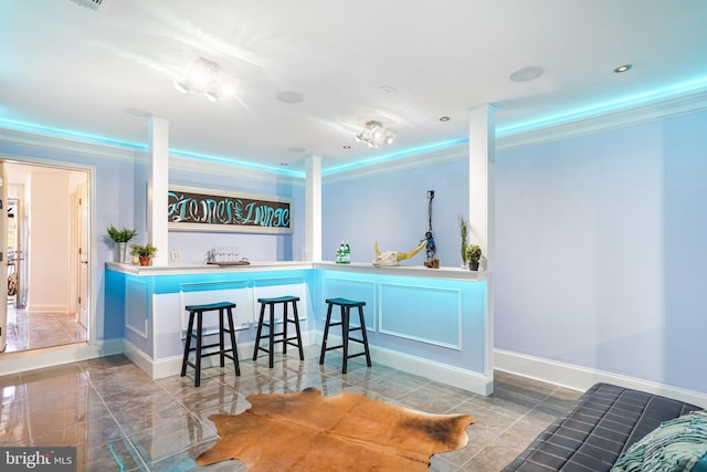 kitchen with ornamental molding