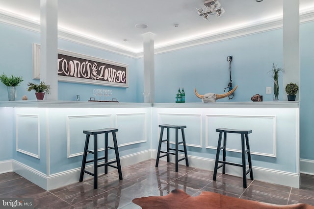 bar with crown molding