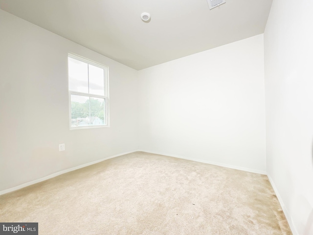 spare room featuring light carpet