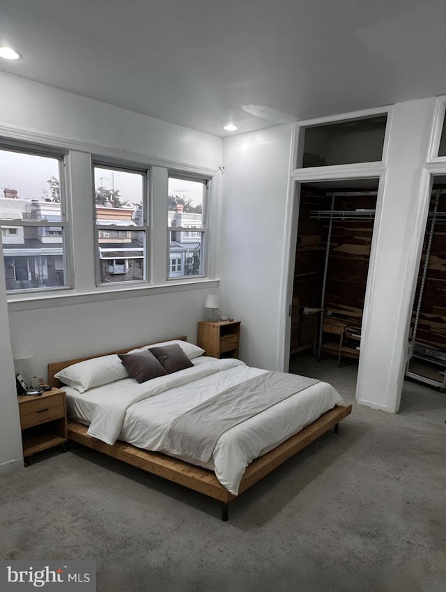 bedroom with a closet and carpet flooring