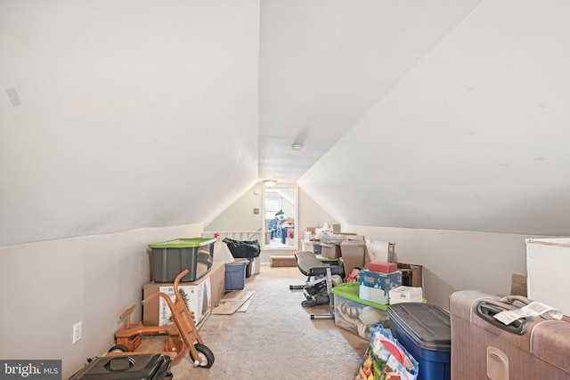 bonus room featuring light carpet and lofted ceiling